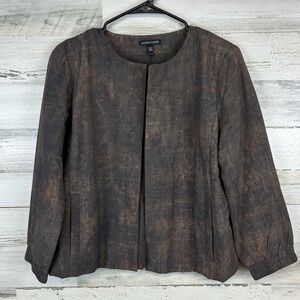 Eileen Fisher XS Silk Open Front Jacket Brown Earth Tone Lightweight